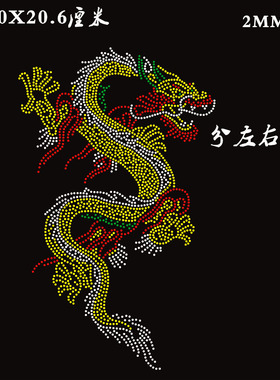太极服龙图案烫钻闪亮水钻成品