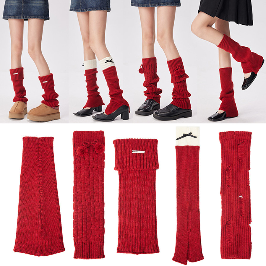 新年红袜子socks袜套保暖翻边毛球针织大红色本命年少女减龄堆堆,女士内衣/男士内衣/家居服,长筒袜,淘宝优惠券,粉丝福利购,淘宝优惠卷