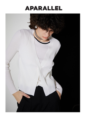 APARALLEL 领口撞色X门襟修身羊毛针织毛衣内搭休闲24年秋冬新款