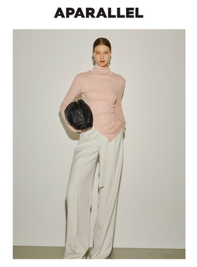 【田朴珺同款】进口环保面料·高领修身侧抽绳针织衫