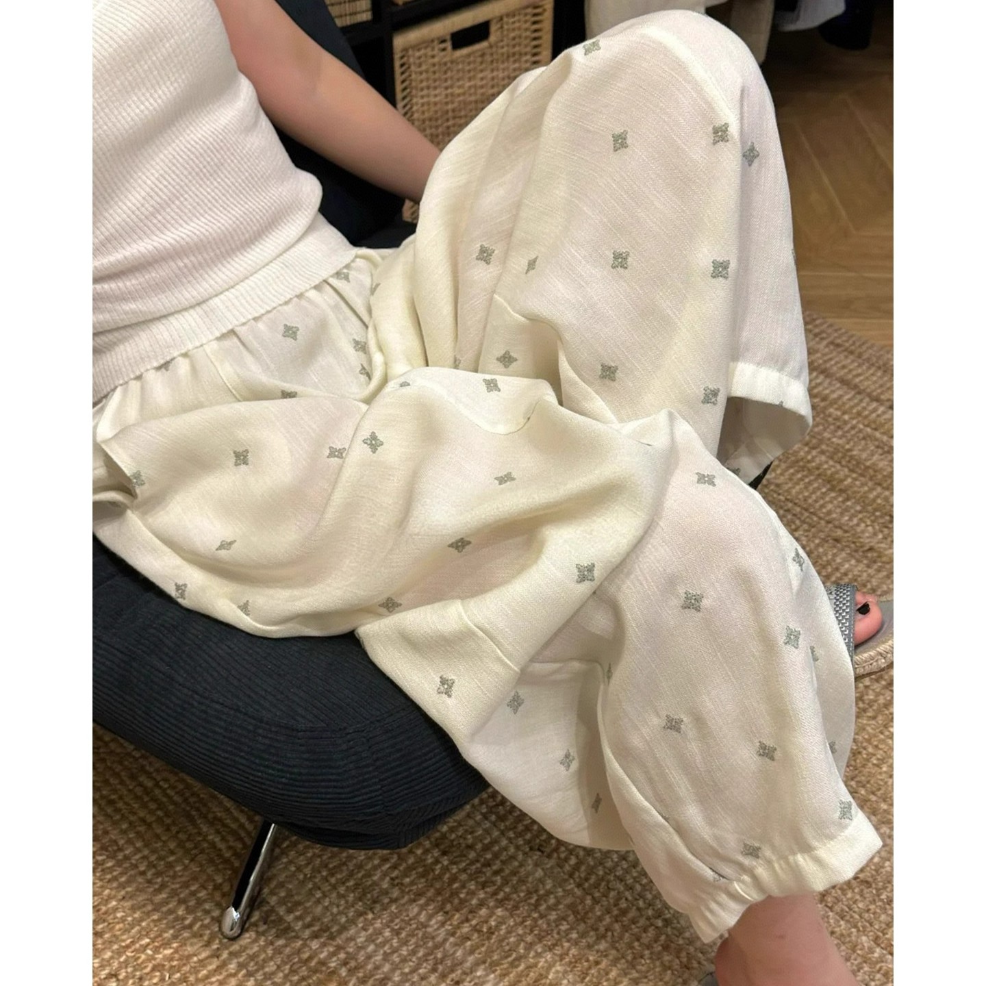 印花阔腿裤女夏季新款高腰显瘦宽松百搭慵懒风冰丝休闲直筒裤子