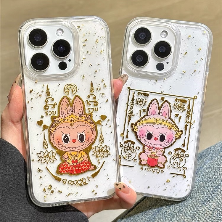 国风好运滴胶金箔拉布布适用苹果16promax手机壳iPhone15 14pro软壳苹果13新款12mini 11防摔保护套XR透明壳