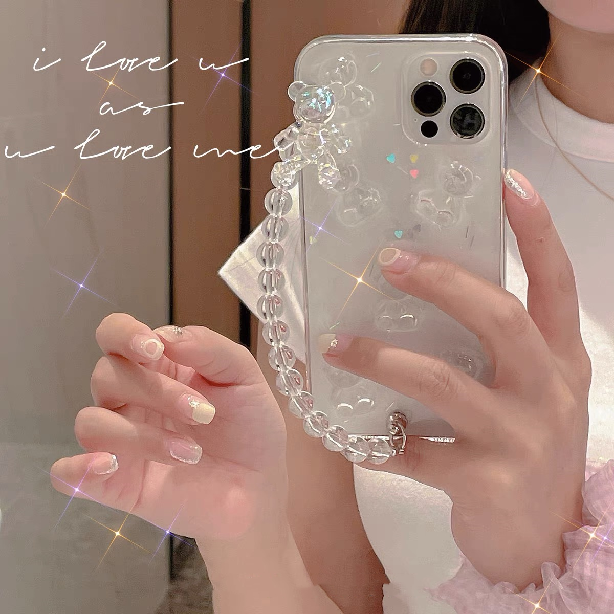 透明水晶链条小熊RENO滴胶可爱女