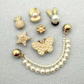 扣装 26新洞洞鞋 鞋 花豆豆鞋 饰crocs配件 金属配饰卡洛驰珍珠金属鞋