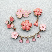 闪亮配饰金属樱花链条鞋 扣鞋 扣云朵鞋 饰diy鞋 配件 花泡芙装 洞洞鞋