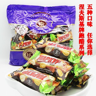 俄罗斯原装进口涅夫斯基牌跑酷榛子糖巧克力花生夹心糖果零食年货