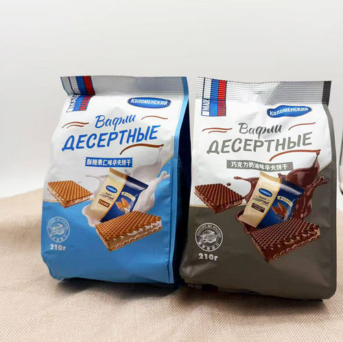 俄罗斯进口卡洛姆思克酥糖果仁味华为饼干巧克力奶油味威化 零食