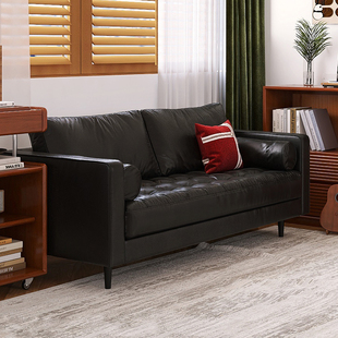 小户型窄沙发80cm宽长条直排客厅书房阅读2025年新款真皮头层牛皮