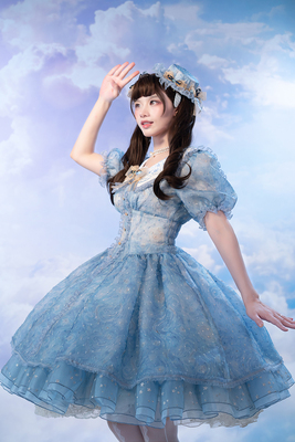 taobao agent [Fantasy style original lolita] ~ Star Sea ~ Full Embroidered Navy Slender High -end Puff Skirt [Ding]