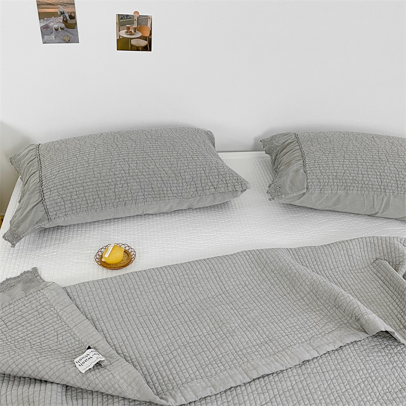 床盖三件套砂洗绗缝纯棉