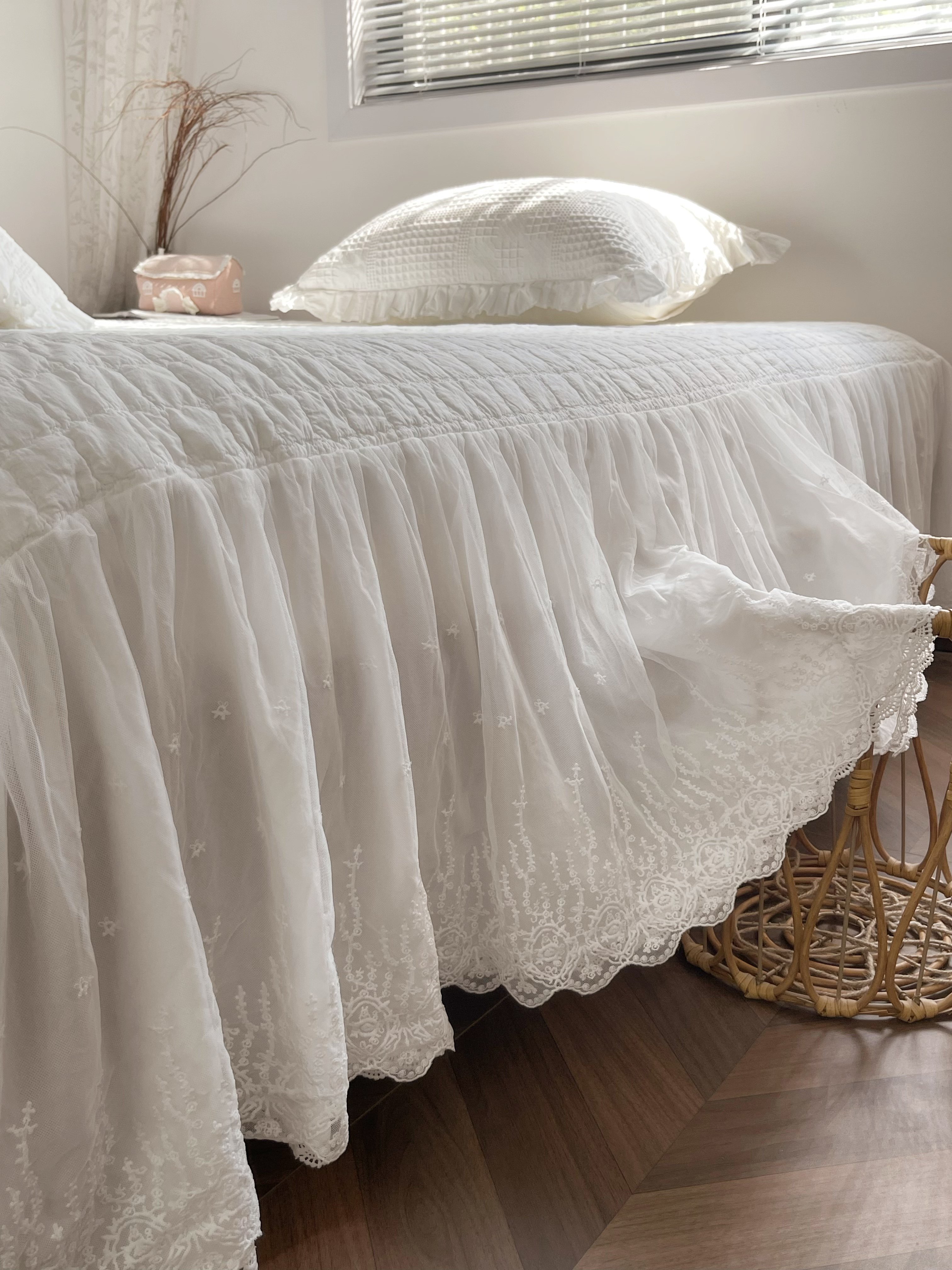 韩国砂洗高支大蕾丝加棉床裙全棉加厚防滑床罩,床上用品,床裙,淘宝优惠券,粉丝福利购,淘宝优惠卷