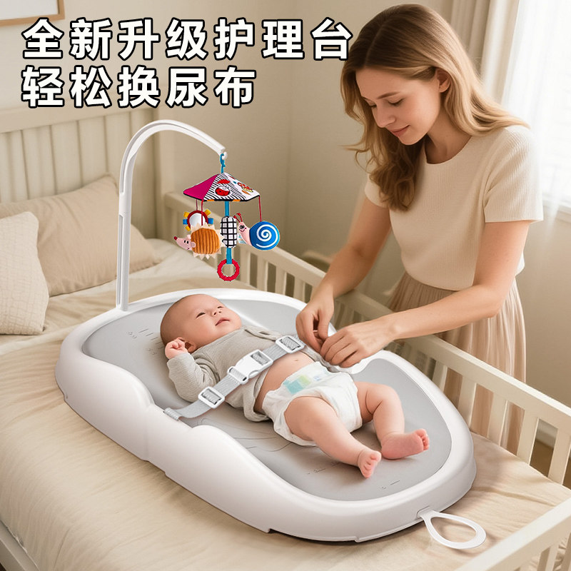婴儿换尿布台多功能宝宝护理台按摩抚触床上的尿布台洗澡垫便携式