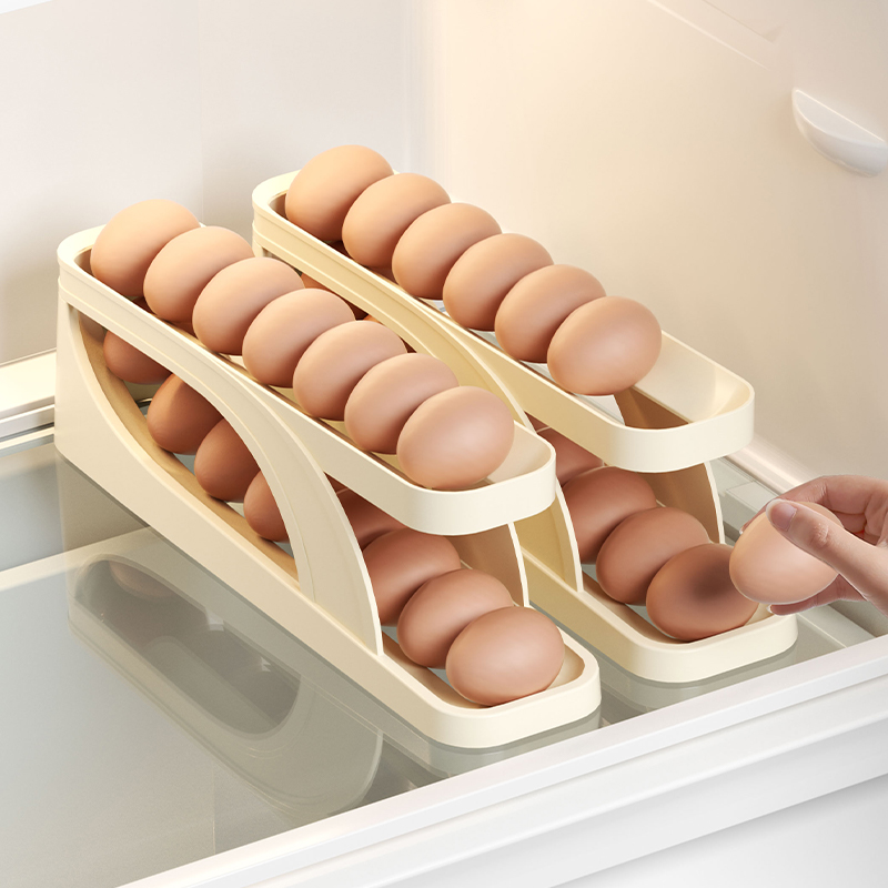 滚蛋鸡蛋收纳盒冰箱用食品级保鲜分装储物盒自动式多层补位鸡蛋架 收纳整理 食物收纳盒 原图主图