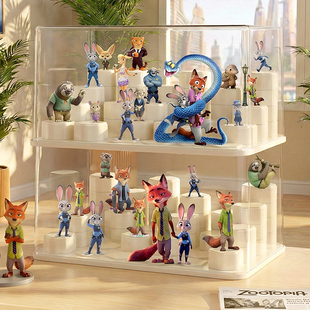 疯狂动物城周边盲盒收纳展示架透明防尘手办展示柜泡泡玛特展示盒