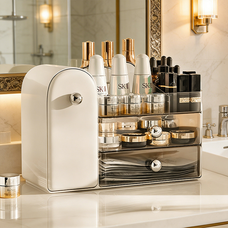 化妆品收纳盒桌面梳妆台化妆刷筒高级护肤品置物架防尘口红整理箱
