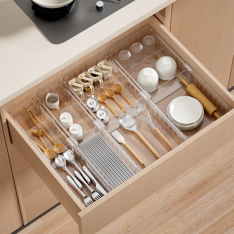 厨房抽屉分隔收纳盒可伸缩多功能餐具筷子刀叉勺子抽屉整理储物盒