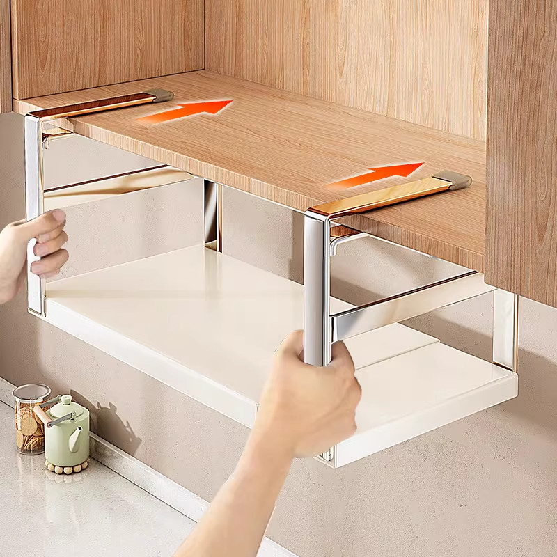 厨房橱柜内下挂置物架可伸缩悬挂分层调料多功能吊柜挂篮收纳神器,厨房/烹饪用具,厨房置物架/置物柜/角架,淘宝优惠券,粉丝福利购,淘宝优惠卷