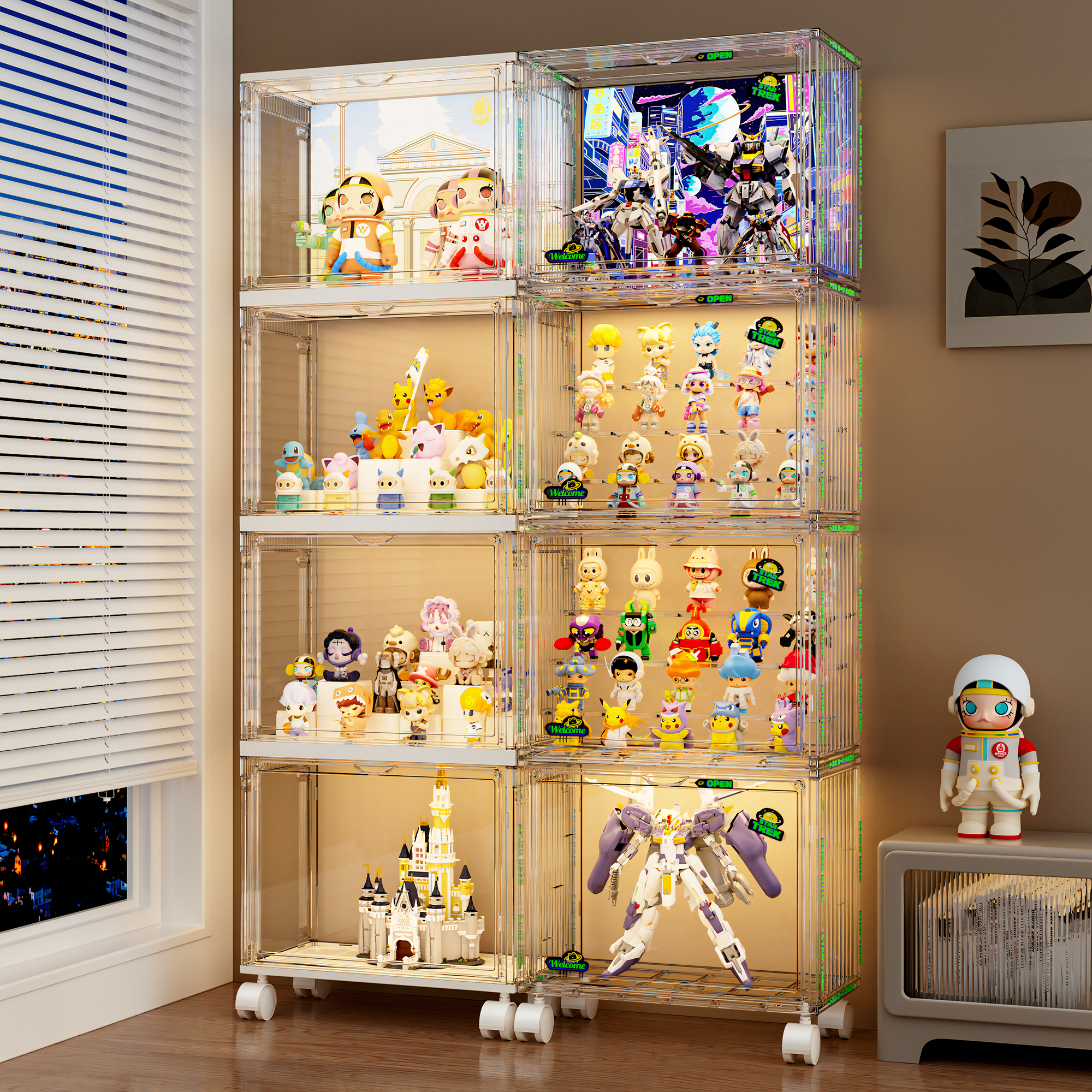 手办展示柜盲盒收纳展示架适用乐高玩具模型泡泡玛特收纳盒陈列柜