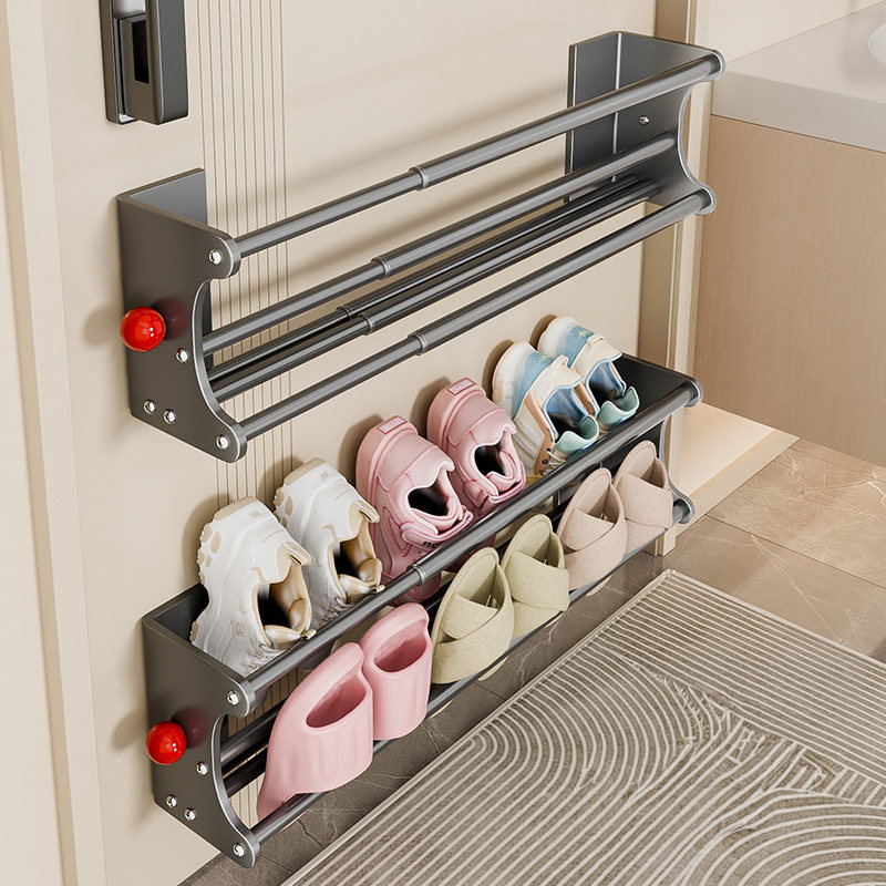 磁吸挂架拖鞋架入户门后壁挂式免打孔鞋子收纳神器防盗门上置物架