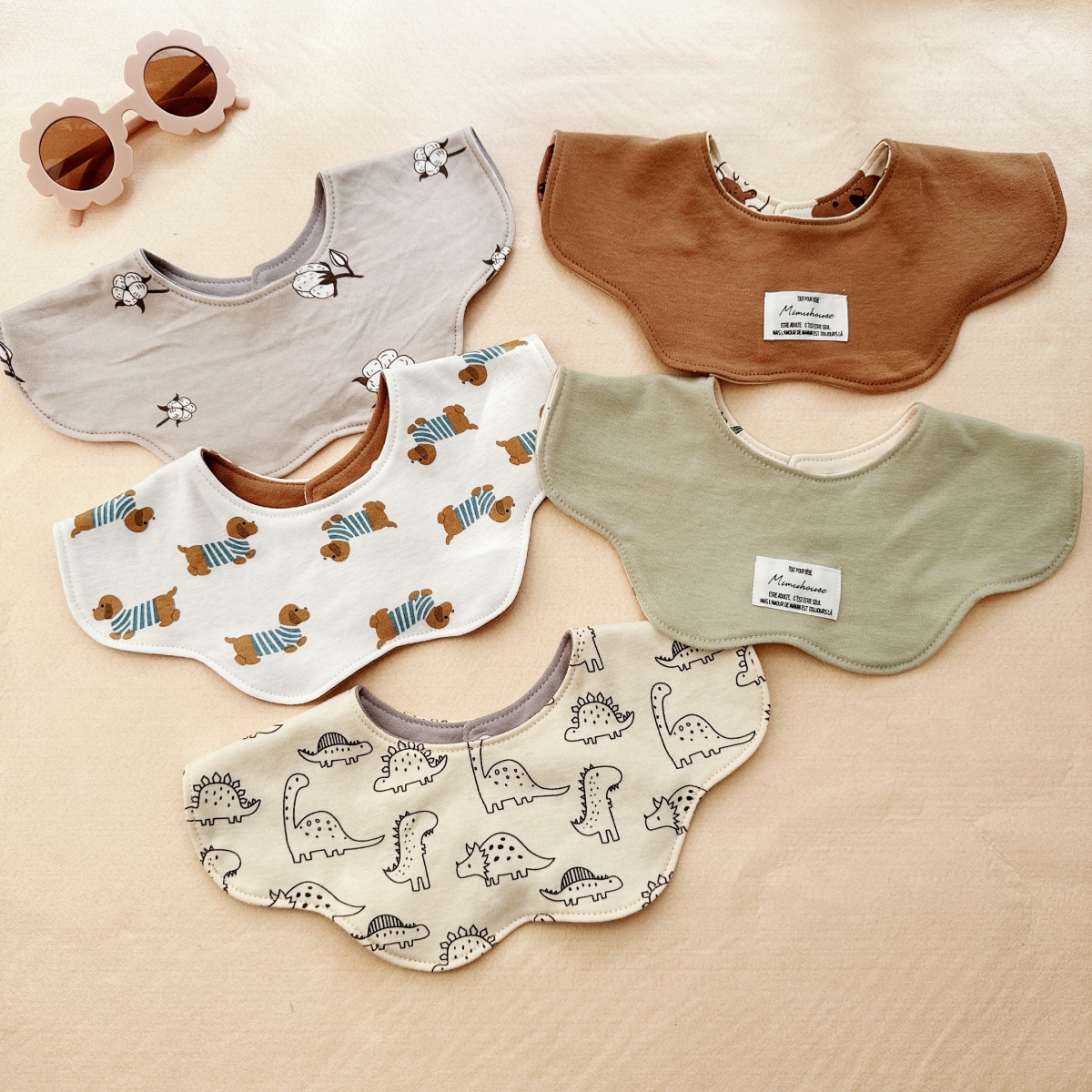 ins韩国秋季宝宝纯棉围嘴婴儿口水巾花瓣双面口水兜儿童围兜0-2岁