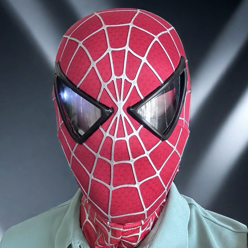 立体托比蜘蛛侠头套电动手动眼睛可动发光多灯光cos面具成人儿童