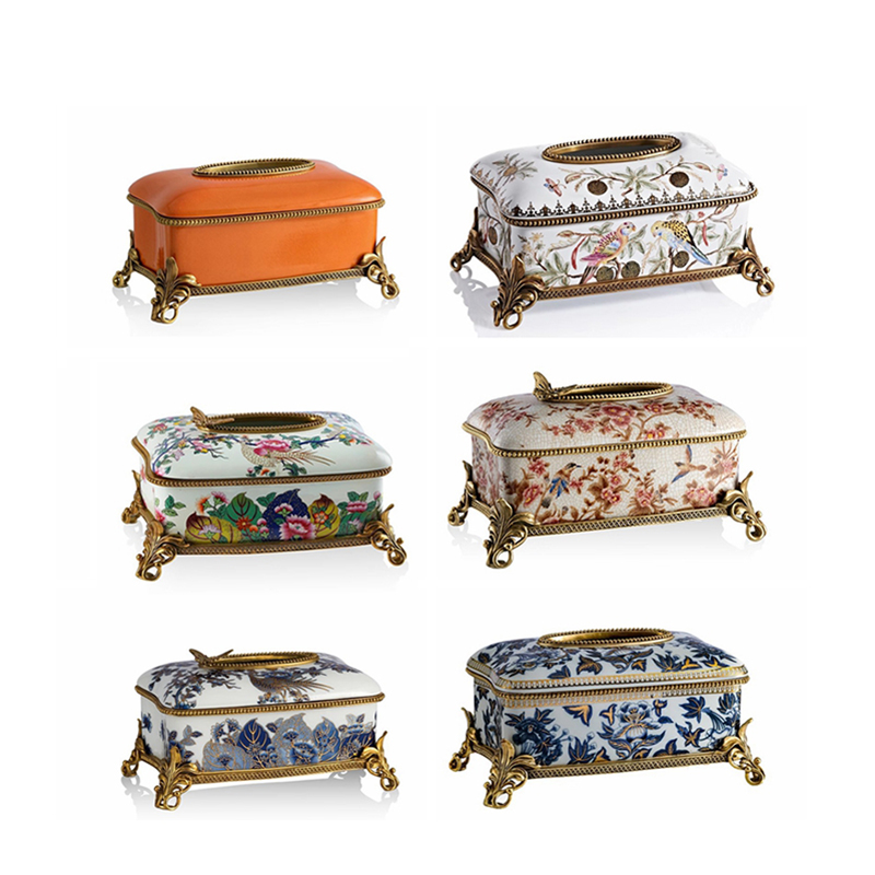 高端档奢华欧美式纸巾盒 法式抽纸盒古典客厅装饰品 餐桌茶几摆件