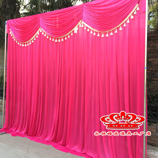 婚庆背景纱幔布幔新款 婚庆迎宾区签到台背景沙曼 婚礼留影区布置