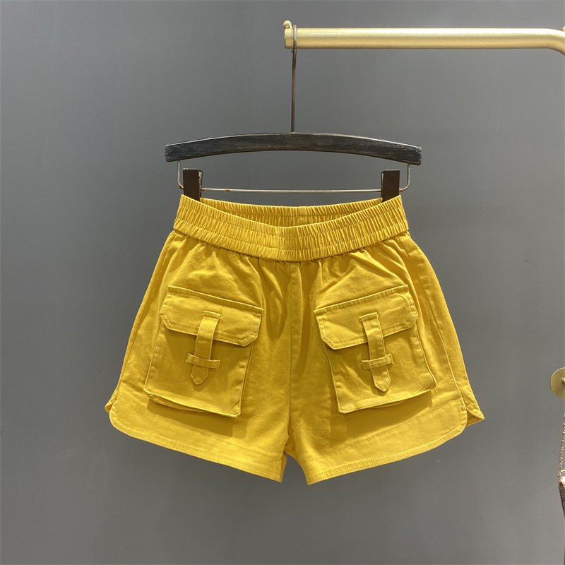 大口袋工装牛仔短裤女
