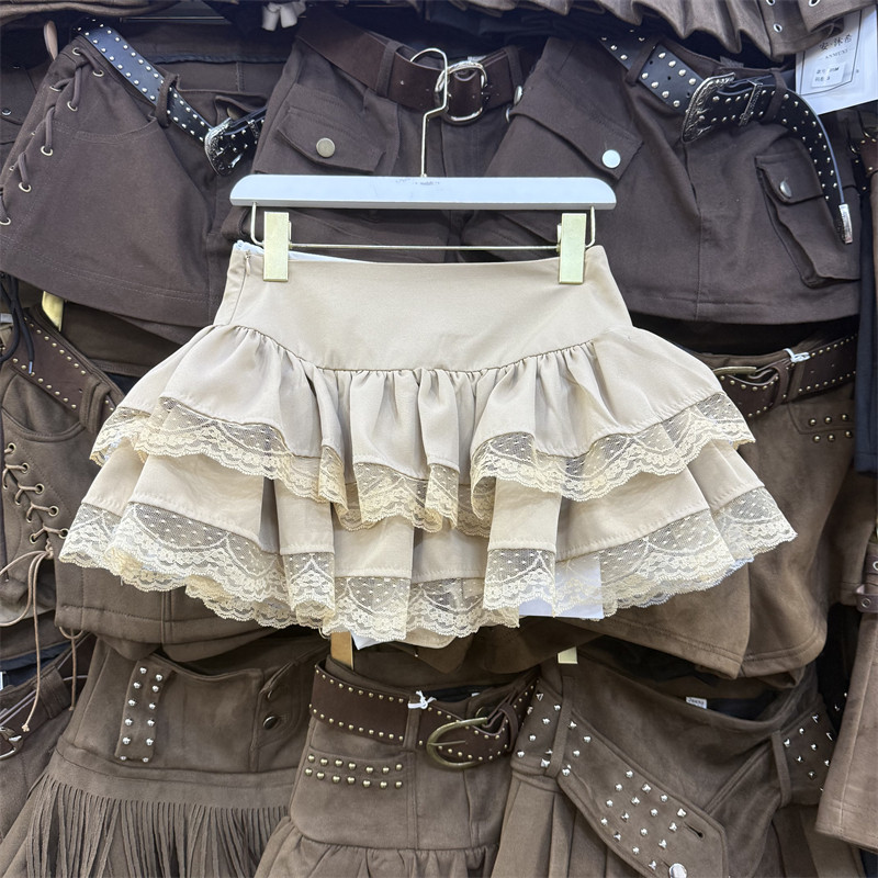 甜美芭蕾风蕾丝拼接蛋糕短裙女2026春夏新款百搭减龄荷叶边半身裙,女装/女士精品,半身裙,淘宝优惠券,粉丝福利购,淘宝优惠卷