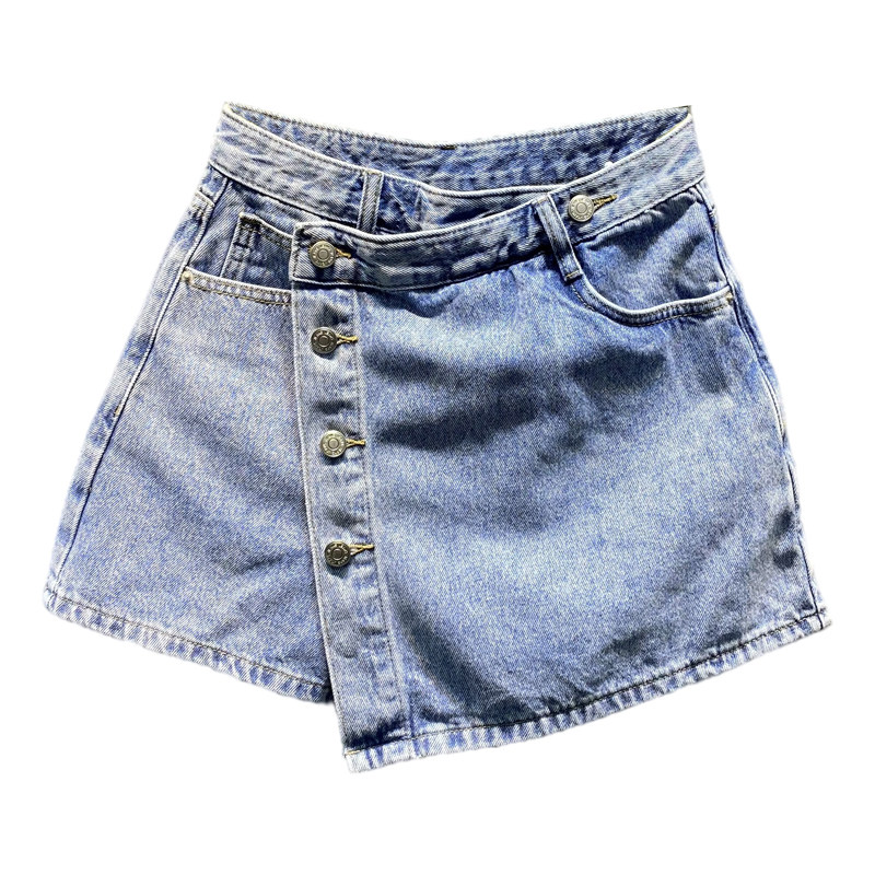 [SPECIAL CLEARANCE] SPLICING DENIM SHORTS WOMENS THINNESS INS SUPER FIRE ANTI-WALKING VERSATILE CULOTTES SUMMER
