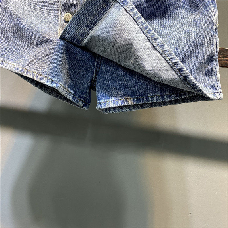 [SPECIAL CLEARANCE] SPLICING DENIM SHORTS WOMENS THINNESS INS SUPER FIRE ANTI-WALKING VERSATILE CULOTTES SUMMER