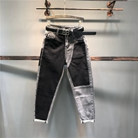 Mùa xuân mới quần jeans Hàn Quốc màu sắc phù hợp với quần harem cá tính chân mỏng quần củ cải thủy triều - Cộng với kích thước quần áo áo vest nữ dáng dài