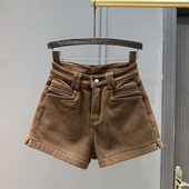 女2025年秋冬新款 阔腿牛仔短裤 清仓 百搭显瘦辣妹a字靴裤 特价