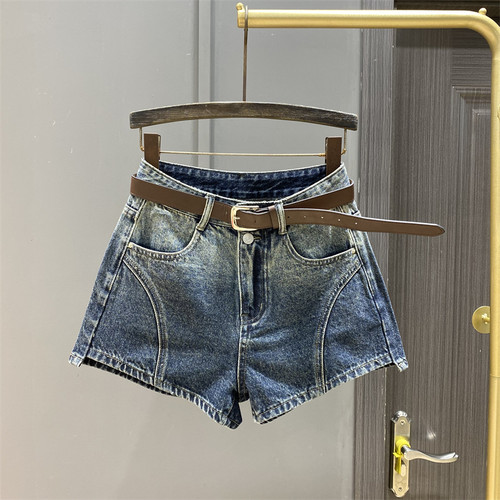 欧货2026夏季新款时尚渐变色复古高腰牛仔短裤女显瘦a字阔腿热裤