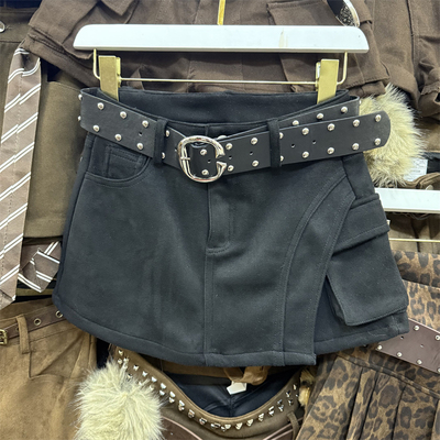 高腰辣妹显瘦气质a字短裙裤