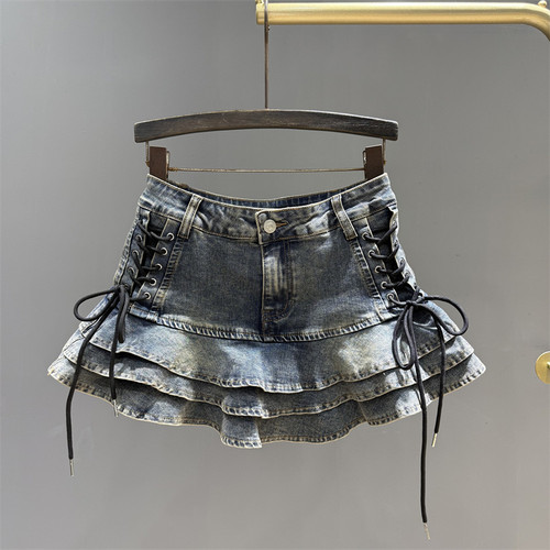 荷叶边裙夏季新款显瘦a字半身裙