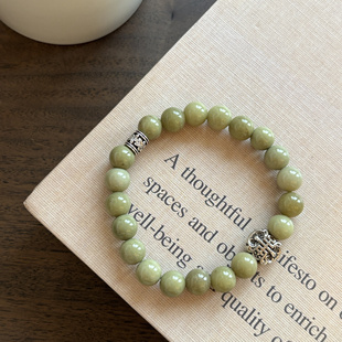 抬手间 原创自制趣味牛油果色阿拉善天然石弹力手链手串