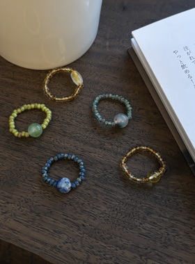 进口捷克米珠天然石搭配显瘦戒指