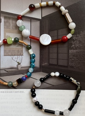 春雨煎茶 原创自制古典新中式文玩配色气质天然石玛瑙手串手链女