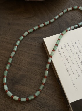 复古绿东陵红玛瑙显瘦天然锁骨链