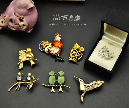 trifari美国回流碧玉海报款胸针