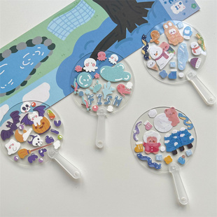 咕卡盘加链子迷你小扇子挂件古卡的盘子古卡盘咕盘一套钥匙扣DIY