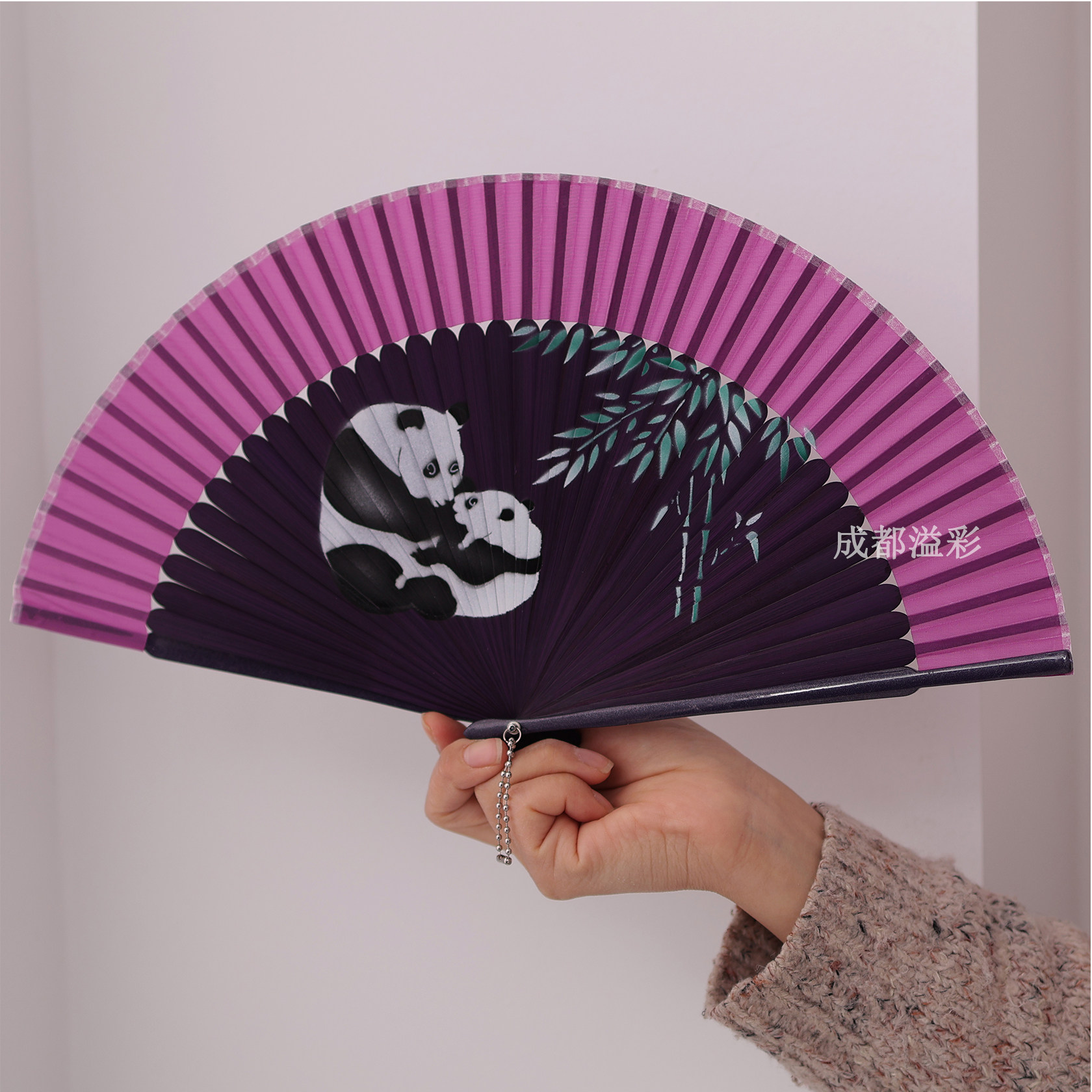 成都熊猫竹子折扇舞蹈扇中国风古扇子