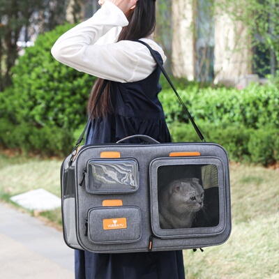 YBtoopet悦佰兔可折叠猫咪背包大容量猫箱猫包外出便携宠物背包