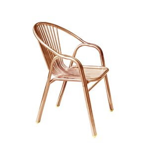 不锈钢欧式桌椅子套装 阳台庭院桌椅组合靠背沙滩椅玫瑰金大圆桌