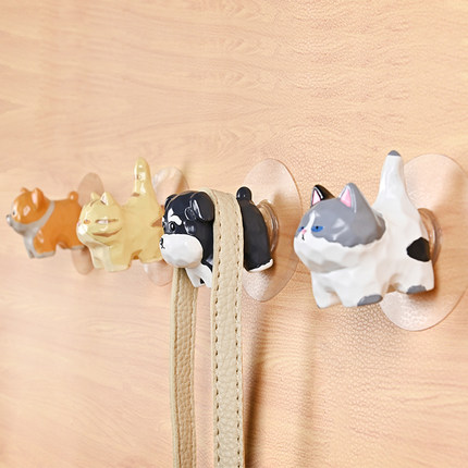 免打孔可爱动物衣柜挂钩儿童房柜子侧面帽子包包无痕粘贴挂衣钩子
