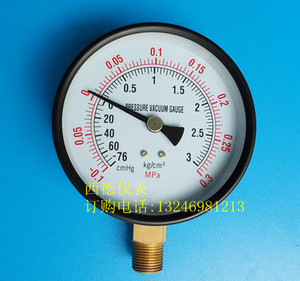 。100MM径向－0.1MPA~0.3MPA压力真空表，真空压力表，螺牙3/8
