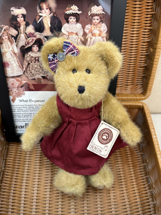 Boyds熊五关节泰迪熊vintage中古古董玩偶美国海淘娃娃红裙关节熊