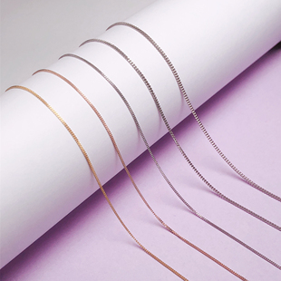 18k金电镀S925纯银侧身链细款粗款情侣款裸连配链锁骨链百搭包邮