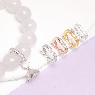 s925纯银diy扣百搭项链吊坠扣双排定位手链扣头开口圈项链链接扣